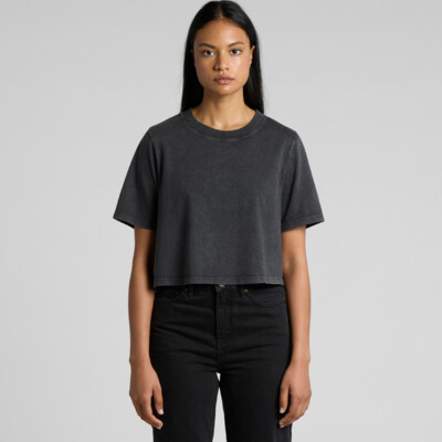 Wo's Stone Wash Heavy Crop Tee Thumbnail